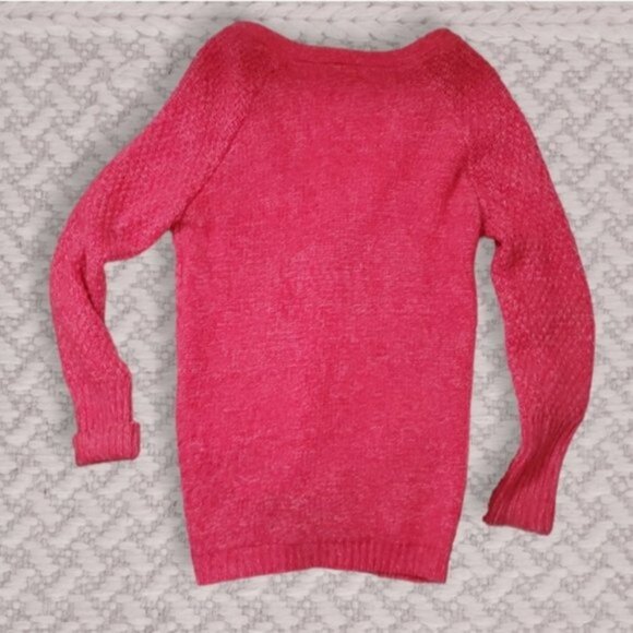 Aéropostale Cable Knit Neon Pink Middy Cardigan​ - Picture 4 of 11